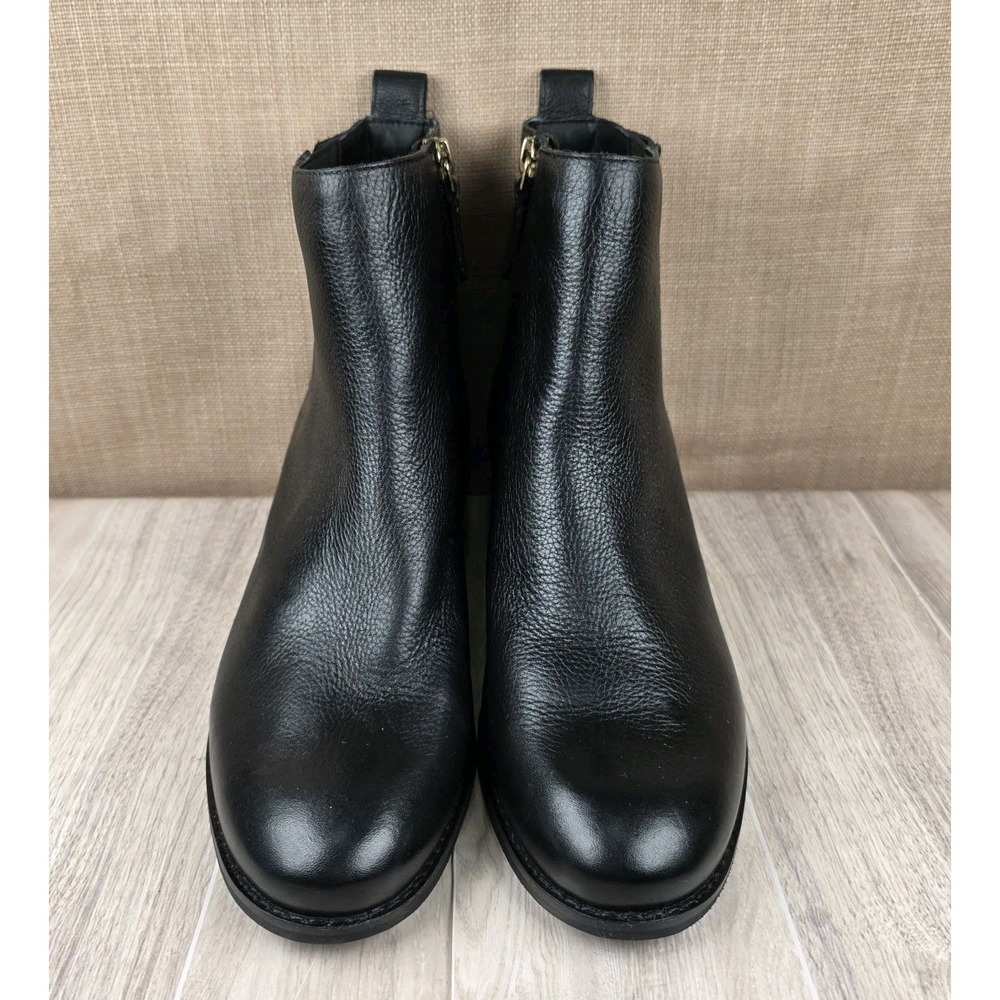 Cole Haan Addie Round Toe Zip Up Block Heel Black Ankle Boots Womens 8.5B Preppy